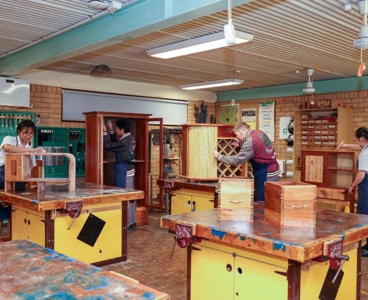 Senior students completeing their timber major projects.